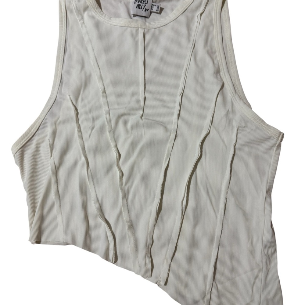 Princess Polly Cream Ribbed Tank Top